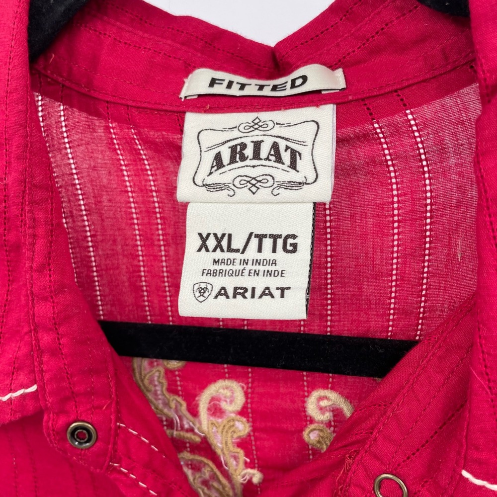 Ariat Womens XXL Red Embroidered Western Snap Front Shirt Fitted, Long Sleeve - Picture 3 of 11